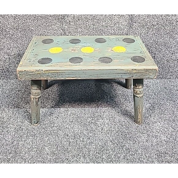 Vintage Handpainted Wood Foot Stool Country Farm Plant Stand decor primitive - Picture 1 of 8